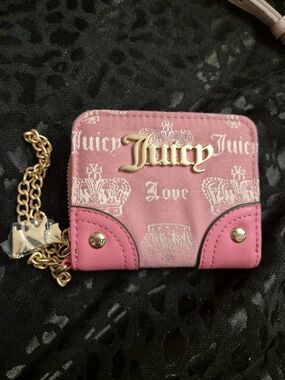 Juicy Couture Pink Logo Wallet with Gold Chain Accent